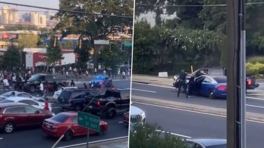 Georgia Car Crash Video: Truck Driver Hits Multiple Pedestrians While Trying To Escape Cops After Doing Donuts at Busy Atlanta Intersection, Viral Clip Surfaces