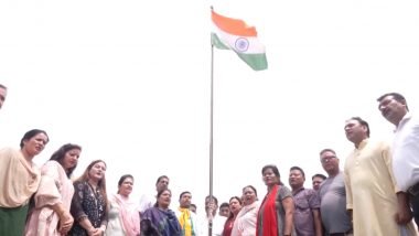 Article 370 Abrogation Anniversary Celebration in Jammu Video: Gorkha Community Members Hoist National Flag Amid Chants of 'Bharat Mata Ki Jai' To Mark 4th Anniversary of Article 370 Abrogation