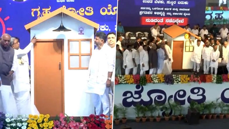 Gruha Jyothi Scheme Launched in Karnataka: Congress-Led Siddaramaiah Government Launches Free Electricity Scheme in Kalaburagi (Watch Video)