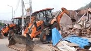 Haryana Anti-Encroachment Drive Video: Days After Communal Violence, 45 Illegal Shops Razed Near Nalhar Road in Nuh