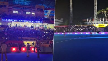 Fans Sing 'Jai Ho' During India vs Japan Asian Champions Trophy 2023 Hockey Semifinal Match in Chennai (Watch Video)