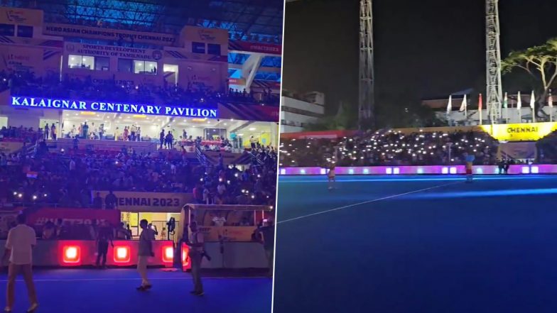 Fans Sing 'Jai Ho' During India vs Japan Asian Champions Trophy 2023 Hockey Semifinal Match in Chennai (Watch Video)