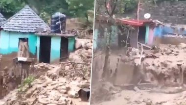 House Collapse in Himachal Pradesh Video: Several Houses Washed Away As Heavy Rainfall Triggers Landslide, Horrific Clip Surfaces