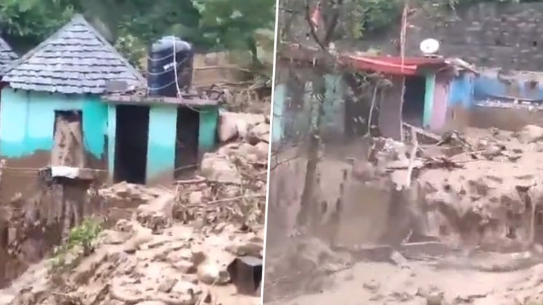 House Collapse in Himachal Pradesh Video: Several Houses Washed Away As Heavy Rainfall Triggers Landslide, Horrific Clip Surfaces