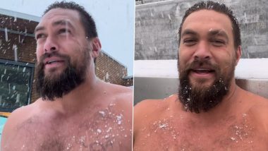 Shirtless Jason Momoa Takes Dip in Hot Tub Amid Snowfall on His 44th Birthday (Watch Video)