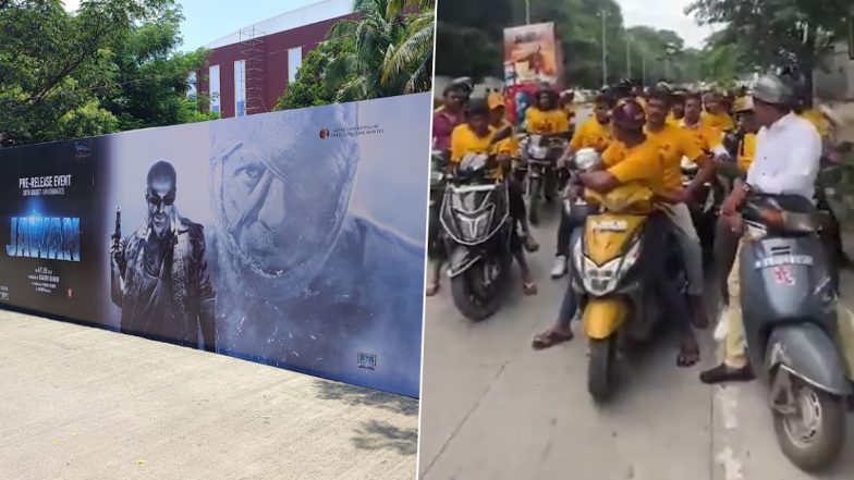 Jawan Audio Launch: Chennai Gears Up to Welcome Shah Rukh Khan in Grand Style, with Massive Hoardings and Bike Rallies (Watch Video)