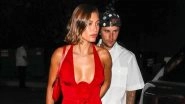 Justin Bieber and Hailey Bieber Step Out for Date Night Amid Latter&rsquo;s Pregnancy Rumours; Couple Serves Fashion Goals in Coordinating Red Looks (View Pics)