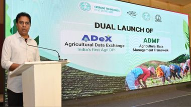 Telangana: IT Minister KT Rama Rao Launches India's First Agricultural Data Exchange Platform in Hyderabad (See Pics and Video)