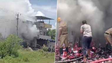 Karnataka Fire: Massive Blaze Erupts at Firecracker Shop in Aladakatti Village of Haveri, Three Killed (Watch Video)