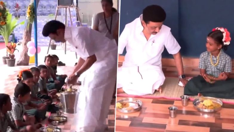 CM Breakfast Scheme in Tamil Nadu Video: Chief Minister MK Stalin Inaugurates 'Breakfast Scheme' in Nagapattinam District, Serves Breakfast to School Children