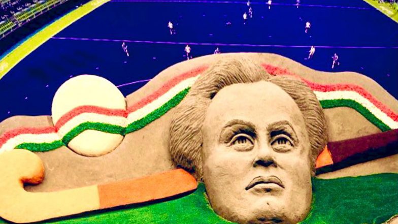 National Sports Day 2023: Sand Artist Sudarsan Pattnaik Creates Sculpture of Major Dhyan Chand, Pays Tribute to Indian Hockey Legend On His Birth Anniversary