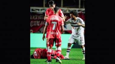 Argentine Defender Luciano Sánchez Suffers Knee Dislocation After Horror Tackle by Marcelo During Copa Libertadores Match (Watch Video)