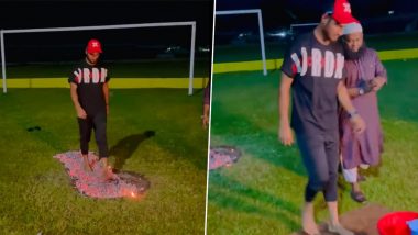 Bangladesh Cricketer Mohammad Naim Sheikh Spotted Firewalking With Mind-Trainer Ahead of Asia Cup 2023 (Watch Video)