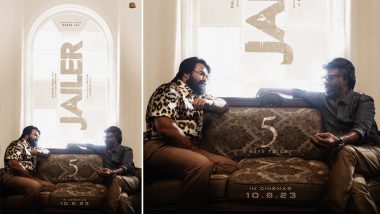 Jailer: Makers Drop New Poster Featuring Mohanlal and Rajinikanth in One Frame and Treat Fans Ahead of the Film’s Release!