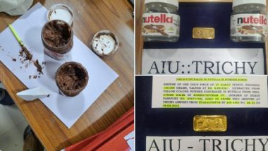 Tamil Nadu: Air Intelligence Unit Seizes Gold Bar Worth Rs 8.90 Lakh Concealed in Two Nutella Jars at Trichy Airport
