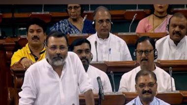 No-Confidence Motion Debate in Lok Sabha: This No-Trust Vote Is Against Poor Person’s Son, Says BJP’s Nishikant Dubey (Watch Video)