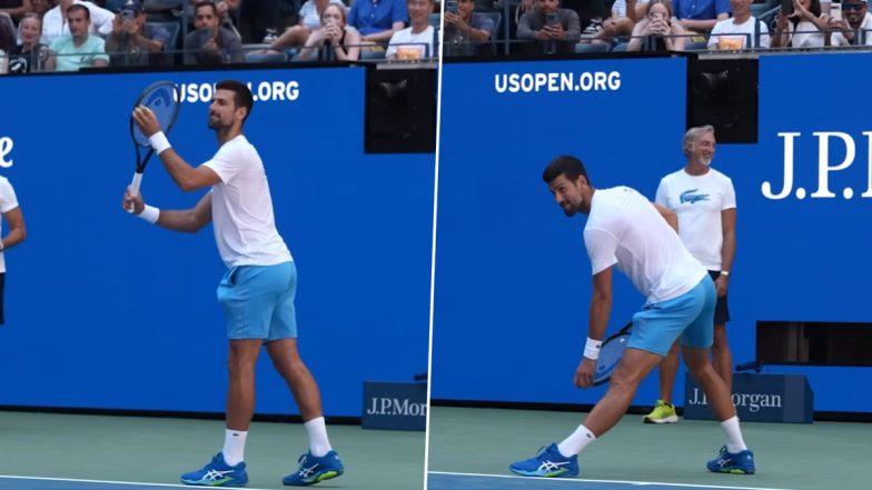 Novak Djokovic’s Hilarious Impersonation of Maria Sharapova, Nick Kyrgios During US Open 2023 Training Session Will Leave You in Splits! Video Goes Viral