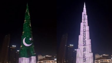 Burj Khalifa Lights Up With Pakistan Flag's Colour For Country's 76th Independence Day? World's Tallest Building Shares Video As Clip of Pakistanis in Dubai Getting Angry Over 'No Display' Goes Viral