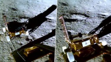 Chandrayaan 3 on Moon: ISRO Shares New Video of Pragyan Rover Rolling Down to Lunar Surface From Vikram Lander