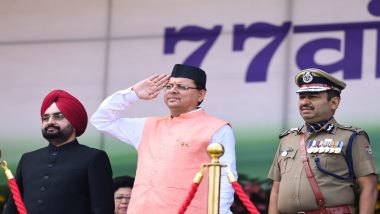 Independence Day 2023 Celebration in Uttarakhand: CM Pushkar Singh Dhami Hoists National Flag, Administers Oath of National Unity in Dehradun (Watch Video)