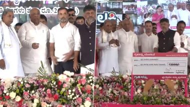 Rahul Gandhi Launches Gruha Lakshmi Scheme in Karnataka, Says 'Fulfilled Our Promise' (Watch Video)