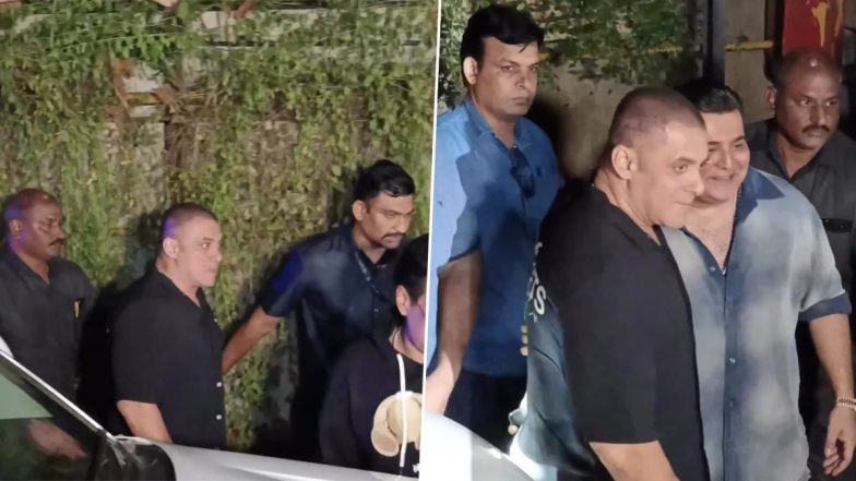 Tiger 3 Star Salman Khan Sports Bald Look at Raj Kundra&rsquo;s Star-Studded Dinner Party (Watch Video)