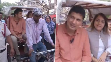 AAP Minister Saurabh Bhardwaj, Delhi Mayor Shelly Oberoi Take Rickshaw Ride To Inspect Preparations for G20 Summit (Watch Video)