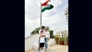 Independence Day 2023: Shah Rukh Khan Hoists National Flag at His Residence with Wife Gauri and Son AbRam (View Pics and Videos)