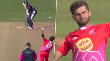 Shaheen Shah Afridi Takes Two Wickets in his First Two Balls During Welsh Fire vs Manchester Originals The Men's Hundred 2023 Clash (Watch Video)