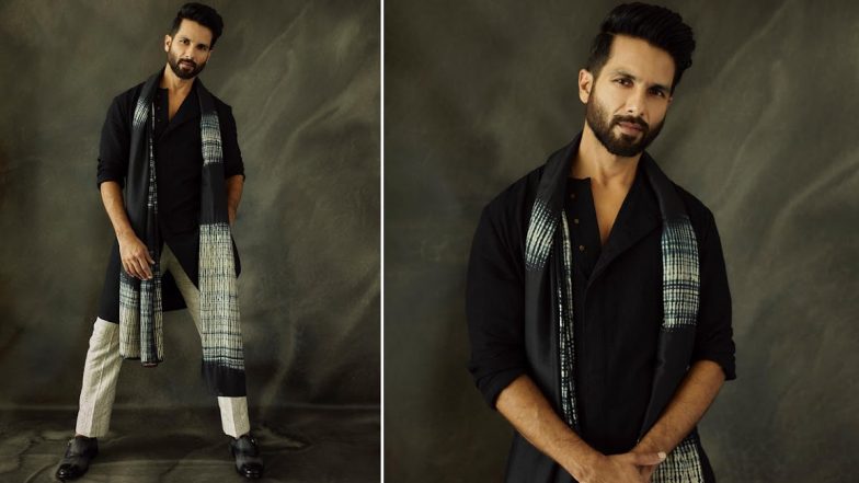 Shahid Kapoor Looks Dapper in Black and Off-White Kurta Pyjama (View Pics)