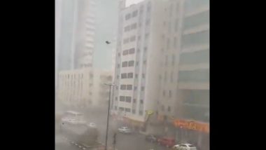 Sharjah Rains: Heavy Rainfall With Strong Winds and Sandstorms Hits UAE (Watch Videos)