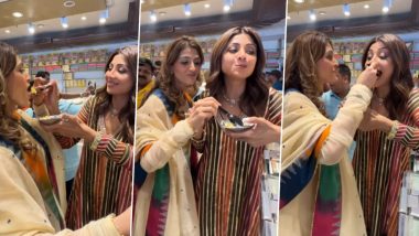 Shilpa Shetty Kundra's Sunday Binge Is All About Ragda Pattice and Desserts As She Visits Mumbai's Renowned Sweet Shop (Watch Videos)