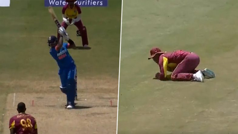 Shimron Hetmyer Catch Video: Watch West Indies Cricketer Grab Sensational Diving Catch to Dismiss Suryakumar Yadav During IND vs WI 1st T20 2023