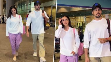 Kiara Advani and Sidharth Malhotra Twin in White as They Return From a Lavish Vacay Post Celebrating Actress’ Birthday (Watch Video)