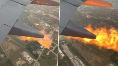 Burning Plane Video: Southwest Airlines Flight Catches Fire Mid-Air in US, Scary Footage Shows Flames Coming Out of Engine