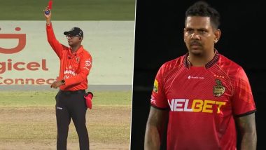 Sunil Narine Shown Red Card in CPL 2023 Trinbago Knight Riders vs St Kitts and Nevis Patriots Match, Becomes First Player to Be Sent-Off in Caribbean Premier League History