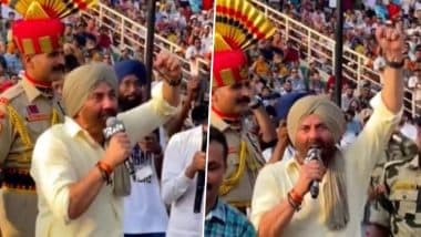 Sunny Deol Shouts Gadar's Famous Dialogue ‘Hindustan Zindabad Tha, Hindustan Zindabad Hai Aur Rahega’ While Attending Attari- Wagah Border Ceremony (Watch Video)