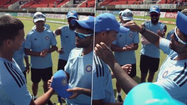 ‘Be Yourself, Be Fearless’ Suryakumar Yadav Shares Message for Yashasvi Jaiswal While Handing Him His Debut T20I Cap Prior to IND vs WI 3rd T20I 2023 (Watch Video)
