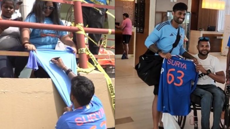 Suryakumar Yadav Signs Autographs, Presents Jersey to Fan After IND vs WI 3rd T20I 2023 in Guyana; Video Goes Viral