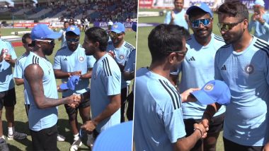'Be Proud of Yourself' Hardik Pandya Delivers Huddle-Talk to Debutants Tilak Varma and Mukesh Kumar Ahead of IND vs WI 1st T20 2023 (Watch Video)