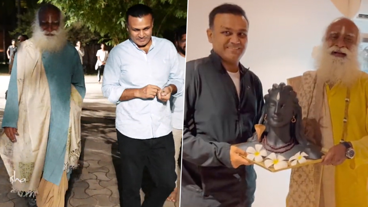 With the Master, the Journey is Faster Virender Sehwag Meets Sadhguru Jaggi Vasudev, Shares His Experience At the Isha Yoga Center (Watch Video) 🏏 LatestLY