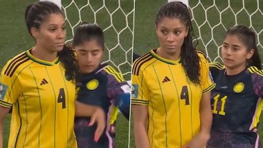 Jamaica’s Chantelle Swaby Engages in an Entertaining Physical Jostle With Colombia’s Catalina Usme During FIFA Women’s World Cup Round of 16 Clash (Watch Video)