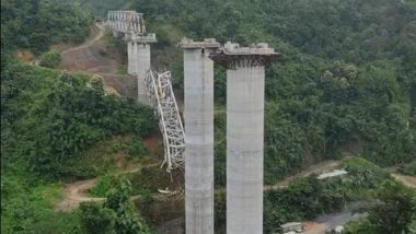 Mizoram Bridge Collapse Photo and Video: 17 Workers Dead After Under-Construction Railway Bridge Over Kurung River Collapses, CM Zoramthanga Condoles Deaths