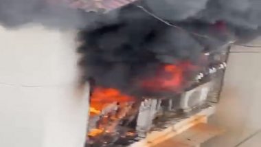 Mumbai Fire Video: Senior Citizen Killed, Woman Hurt After Blaze Erupts on Top Floor of Residential Building in Santacruz