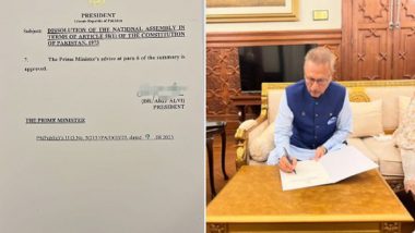 Pakistan National Assembly Dissolved: President Arif Alvi Approves Dissolution of National Assembly on PM Shehbaz Sharif's Advice, Paves Way for General Elections