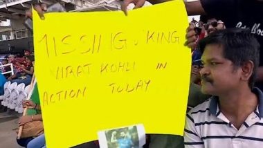 Fan Holds 'Missing Virat Kohli' Placard for Indian Cricket Star As He Gets Rested For IND vs WI 3rd ODI 2023, Picture Goes Viral!