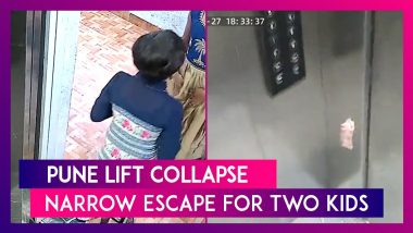 Pune Lift Collapse: Narrow Escape For Two Kids As Elevator Falls From 10th Floor Moments After Their Exit; Act Caught On CCTV