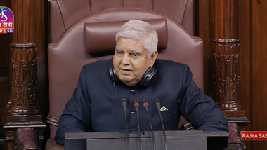 Monsoon Session 2023: Rajya Sabha Proceedings Adjourned for Day Amid Ruckus in House Over Issue of Law and Order Situation in Rajasthan