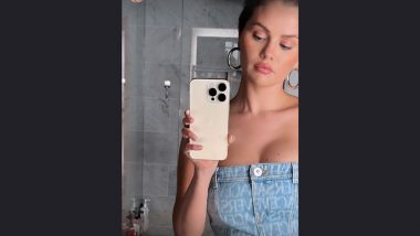 Selena Gomez Turns Heads in Chic Denim Dress Look in Latest Mirror Selfie (View Pic)