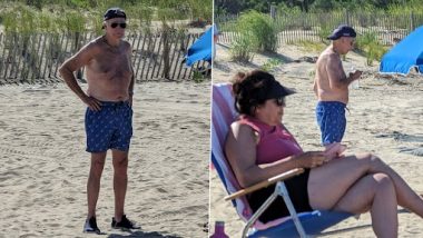 Shirtless Joe Biden on US Beach Photos: US President Chills Wearing Swimming Trunks and Backwards Baseball Cap on Delaware Beach, Pictures Go Viral